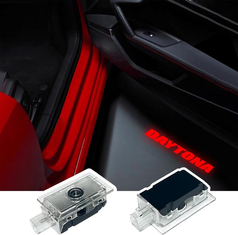 JUNMEI Never Fade Door Light Led Logo for Dodge Charger Daytona Hellcat Projector Ghost Shadow Puddle Courtesy Step Lights (RED) - Image 1